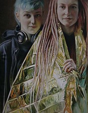 GOLDKINDER Hanna und Laura 170 x 90 cm Oel auf Leinwand 2016'18